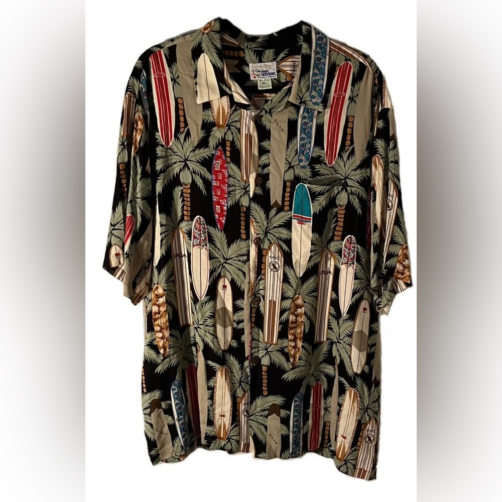 REYN SPOONER MENS XL HAWAIIAN BUTTONUP RAYON SHIRT SURFBOARDS BEACH ISLAND PRINT